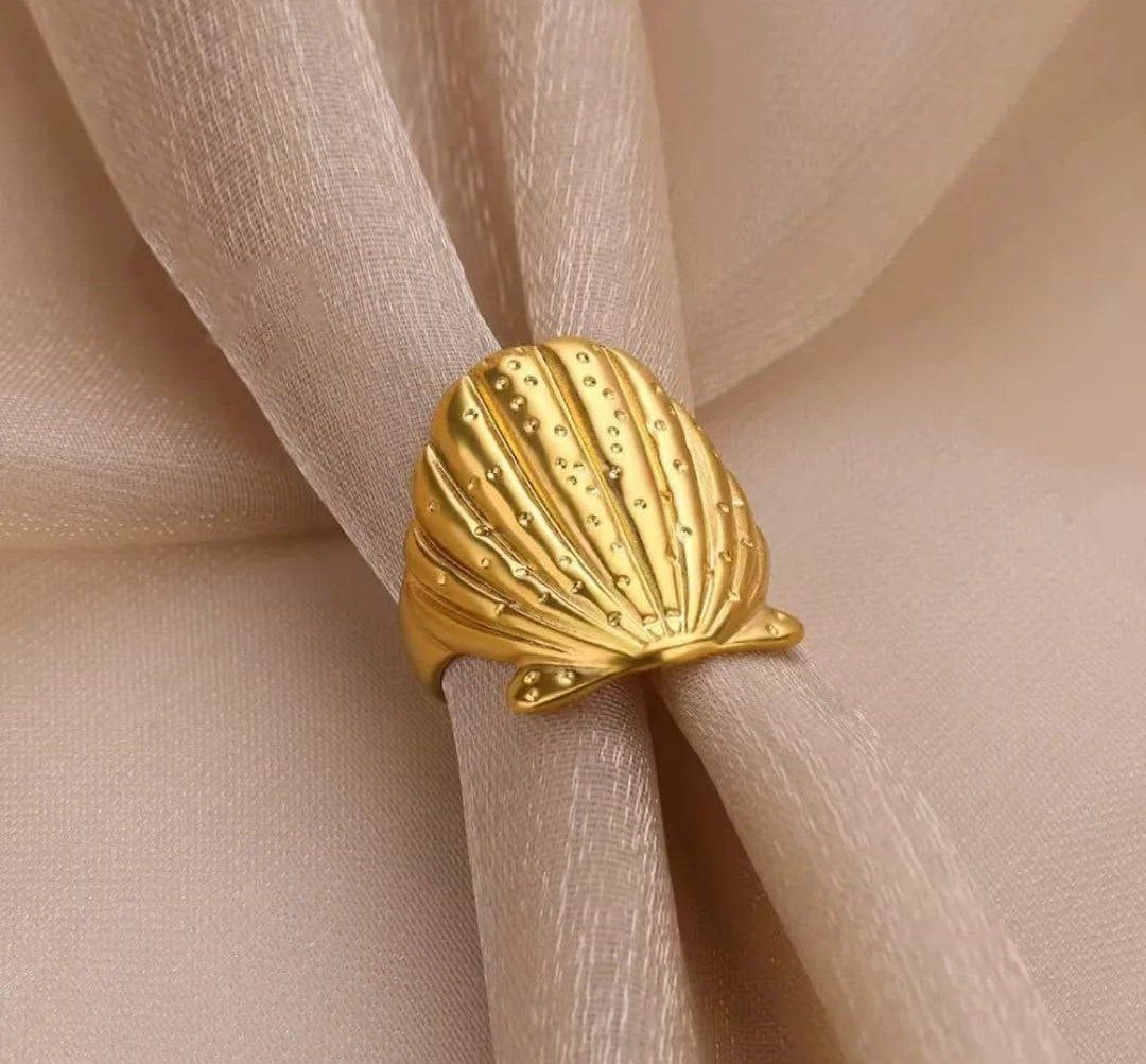 Golden Seashell Statement Ring