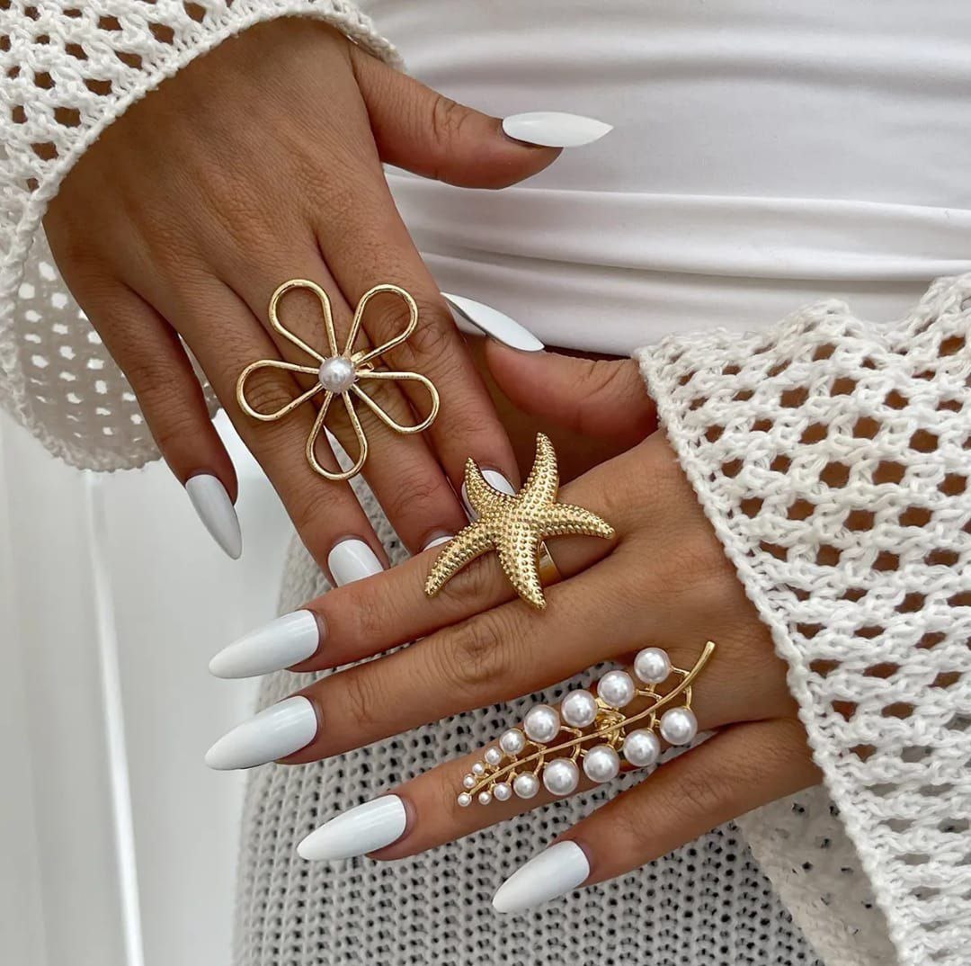 Ocean Bloom Statement Ring Set