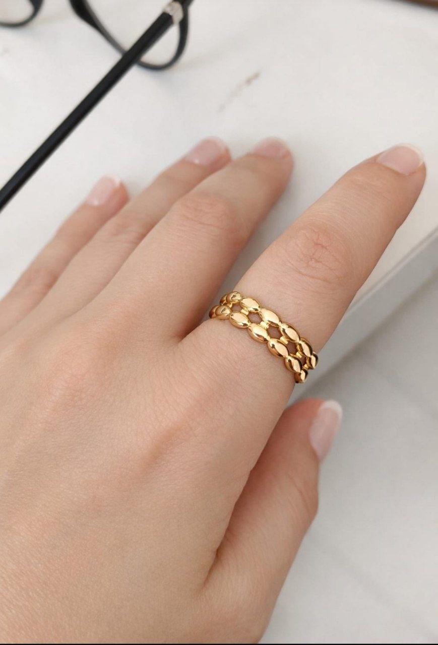 Honeycomb Link Gold Ring