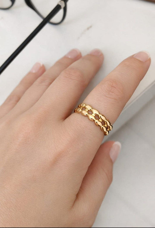 Honeycomb Link Gold Ring