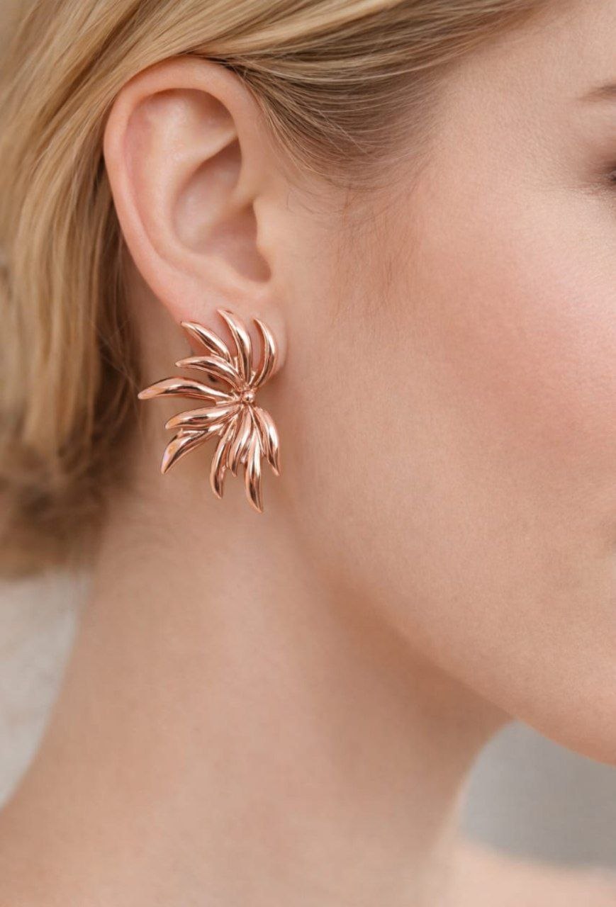 Korean Style Leaf Statement Earring