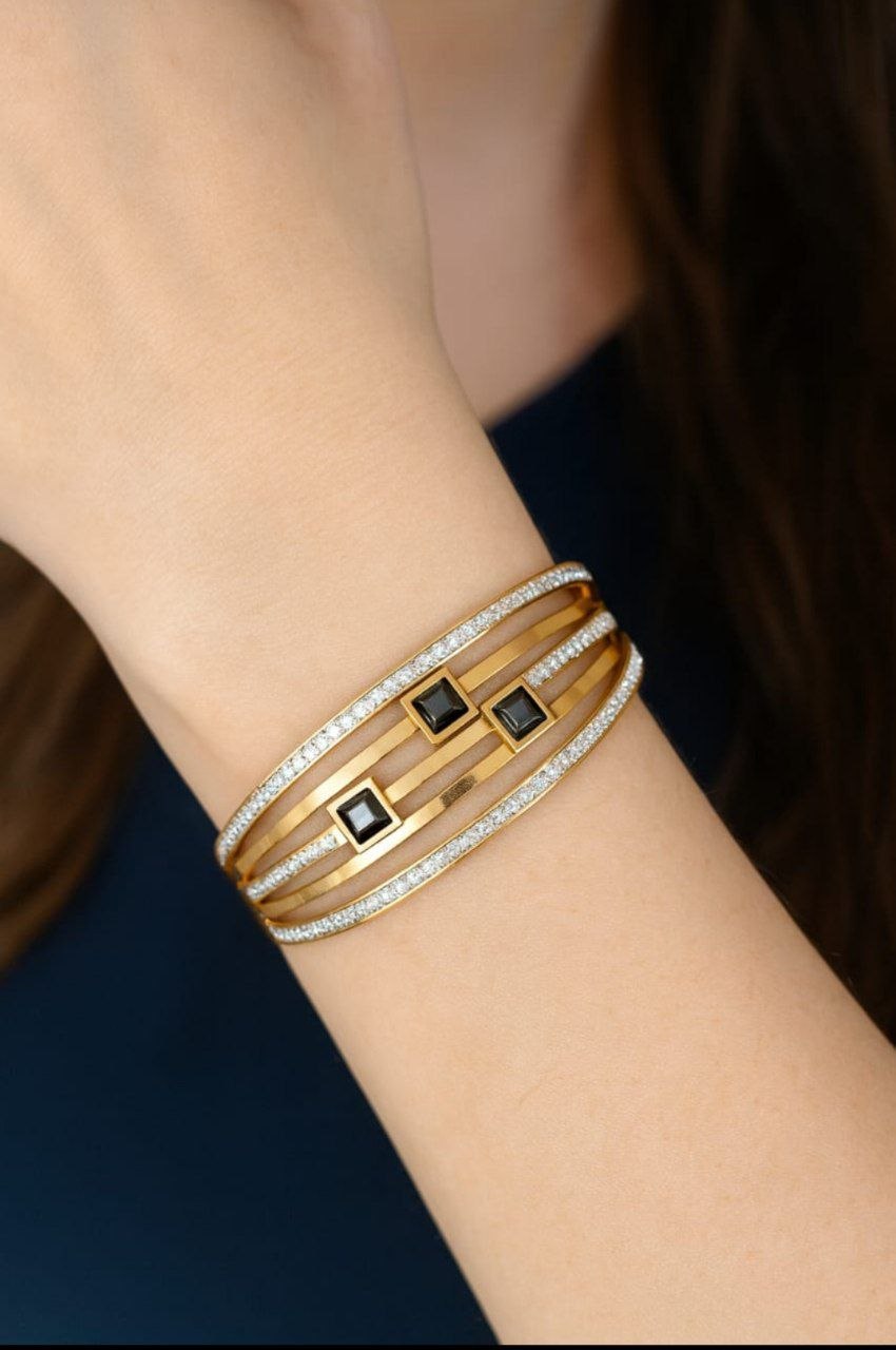 Baby Size Multi-Layer Square Stone Gold Bracelet