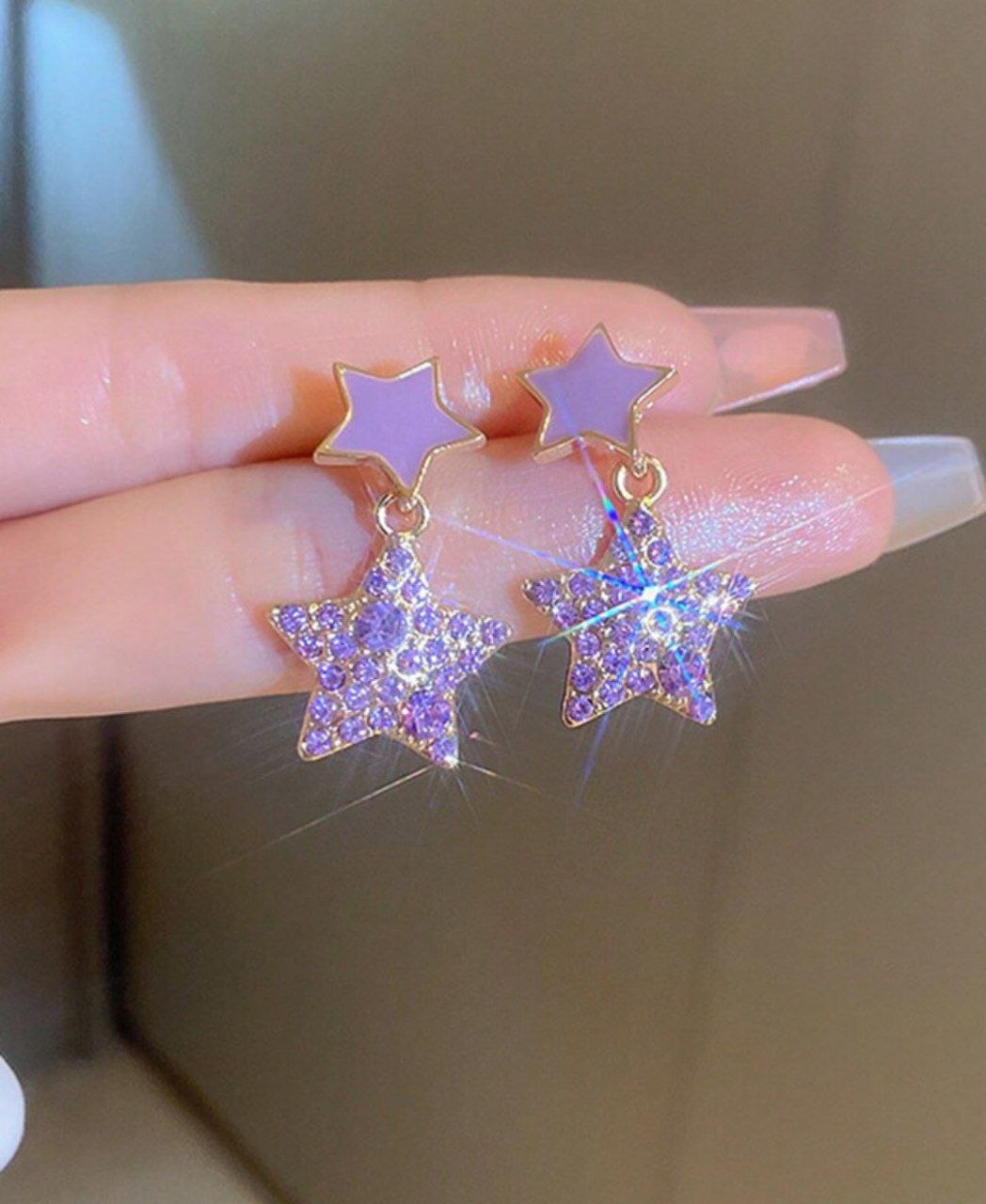 Purple Star Drop Earrings