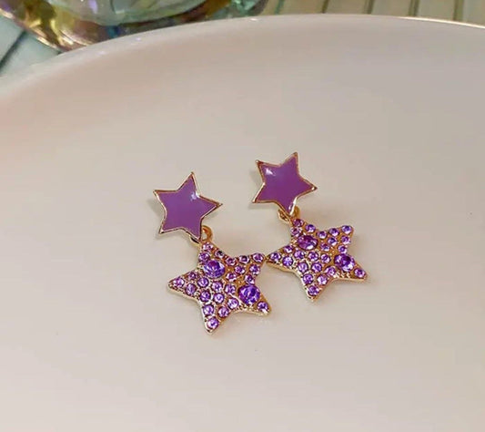 Purple Star Drop Earrings
