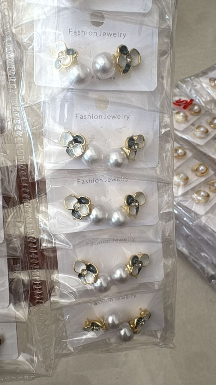 Pearl Flower Stud Earrings – Korean Style