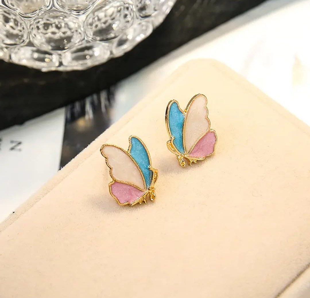 Pastel Butterfly Stud Earrings – Korean Style