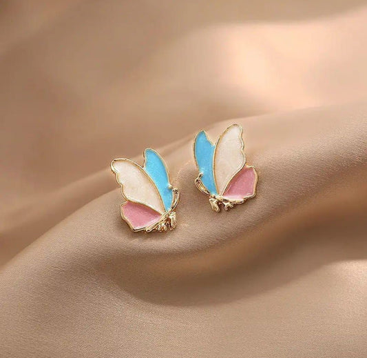 Pastel Butterfly Stud Earrings – Korean Style
