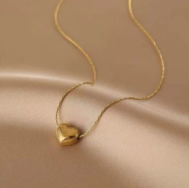 Anti Tarnish Gold-Tone Cute Mini Heart Necklace