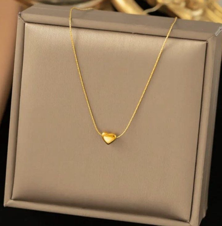 Anti Tarnish Gold-Tone Cute Mini Heart Necklace