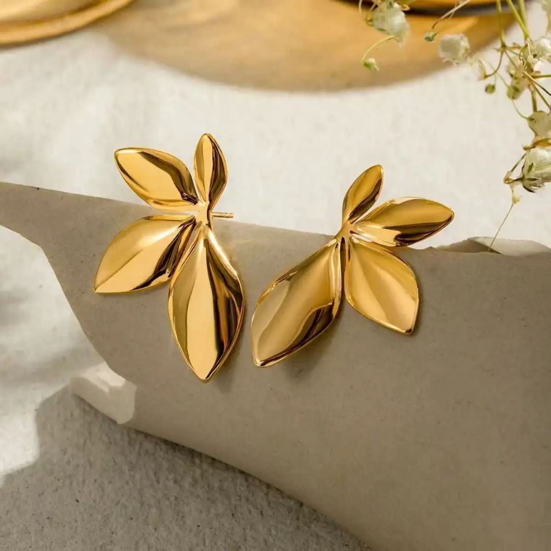 Golden Leaf Drop Anti Tarnish Earrings for Women