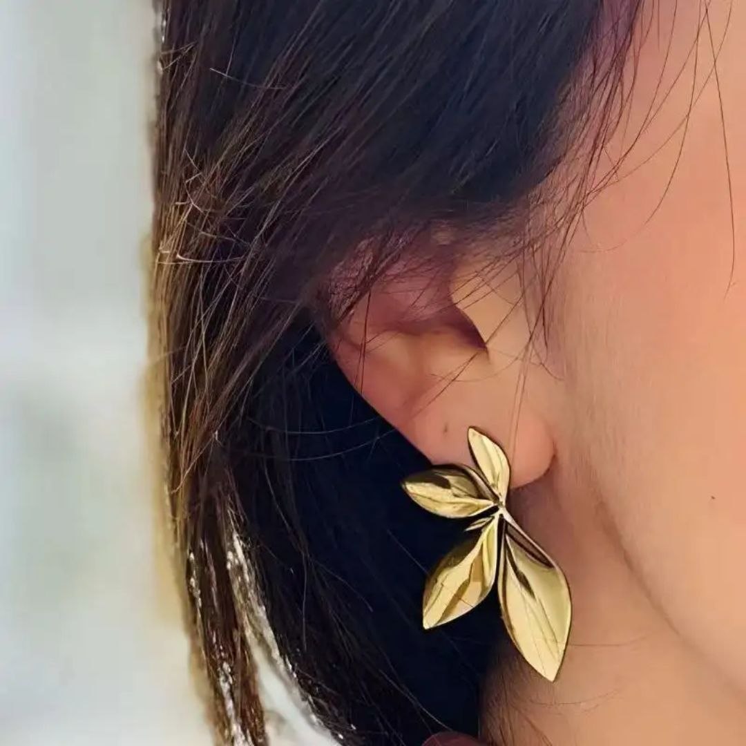 Golden Leaf Drop Anti Tarnish Earrings for Women