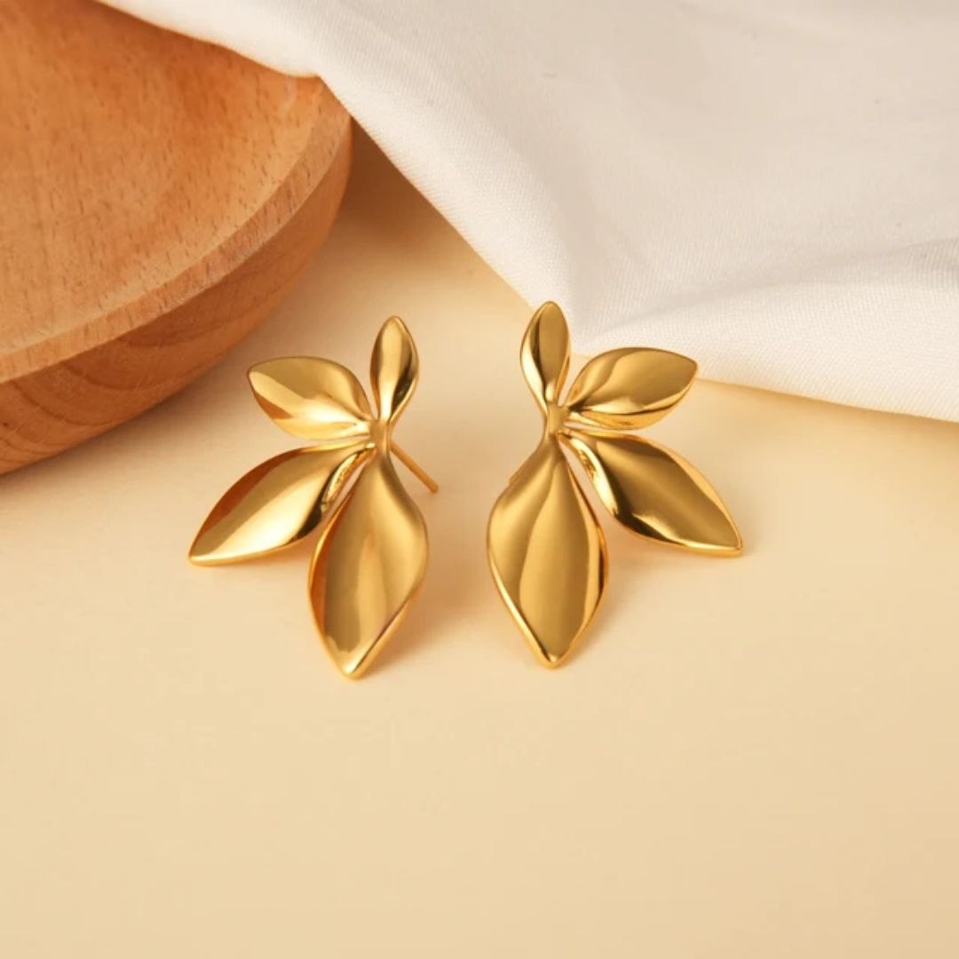 Golden Leaf Drop Anti Tarnish Earrings for Women