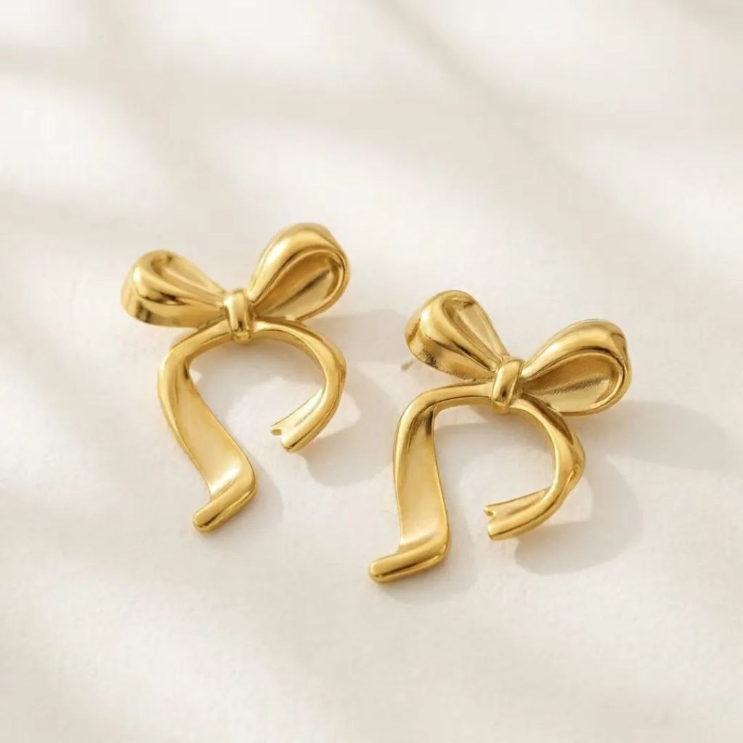Golden Bow Knot Anti Tarnish Earrings for Women