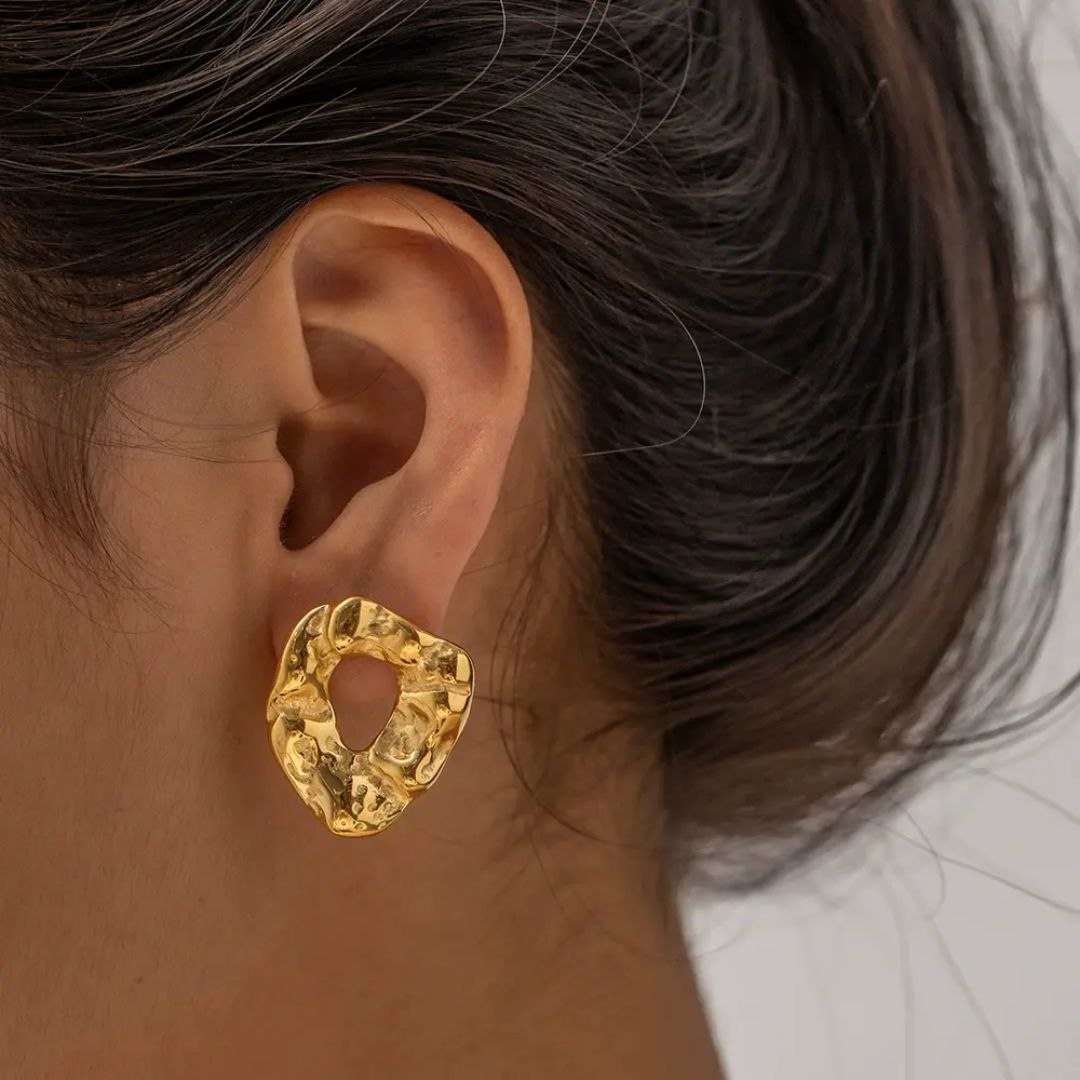 Golden Abstract Hollow Anti Tarnish Earrings for Women