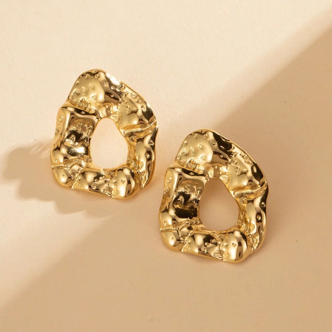Golden Abstract Hollow Anti Tarnish Earrings for Women