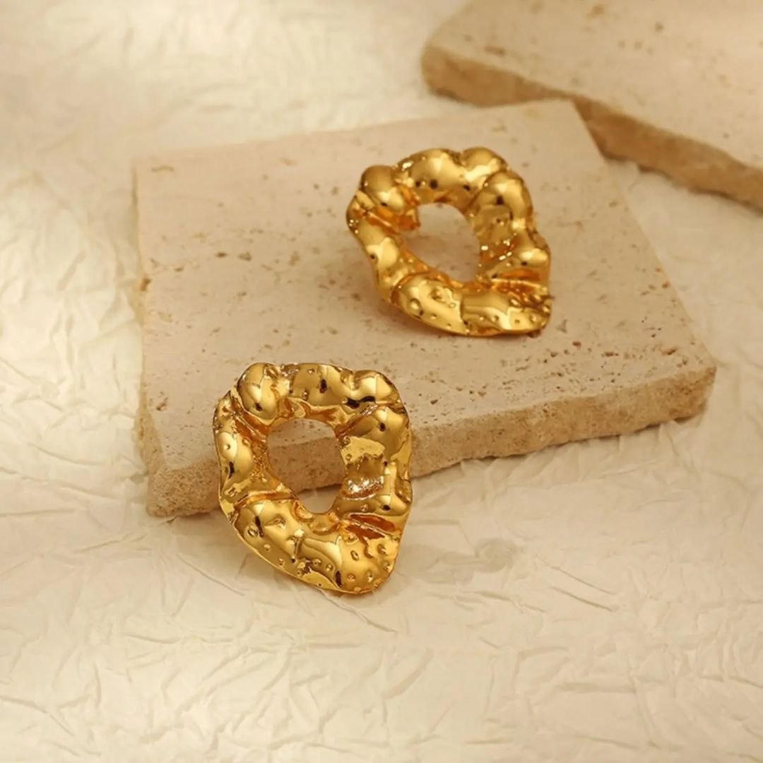 Golden Abstract Hollow Anti Tarnish Earrings for Women