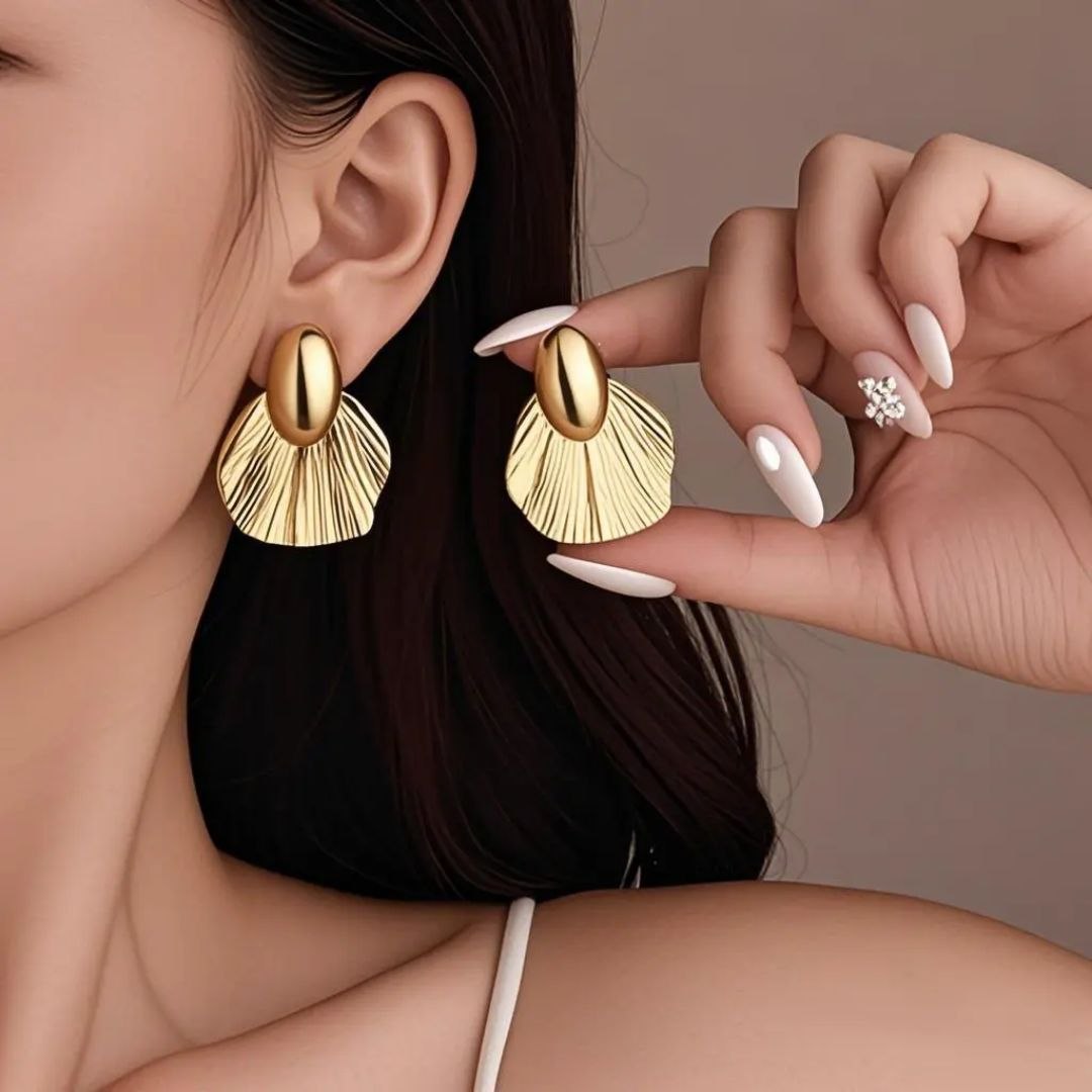 Golden Layered Shell Anti Tarnish Earrings for Women