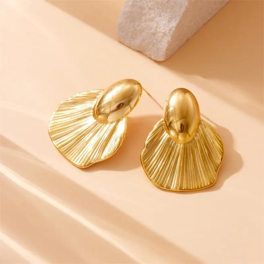 Golden Layered Shell Anti Tarnish Earrings for Women