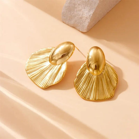 Golden Layered Shell Anti Tarnish Earrings for Women