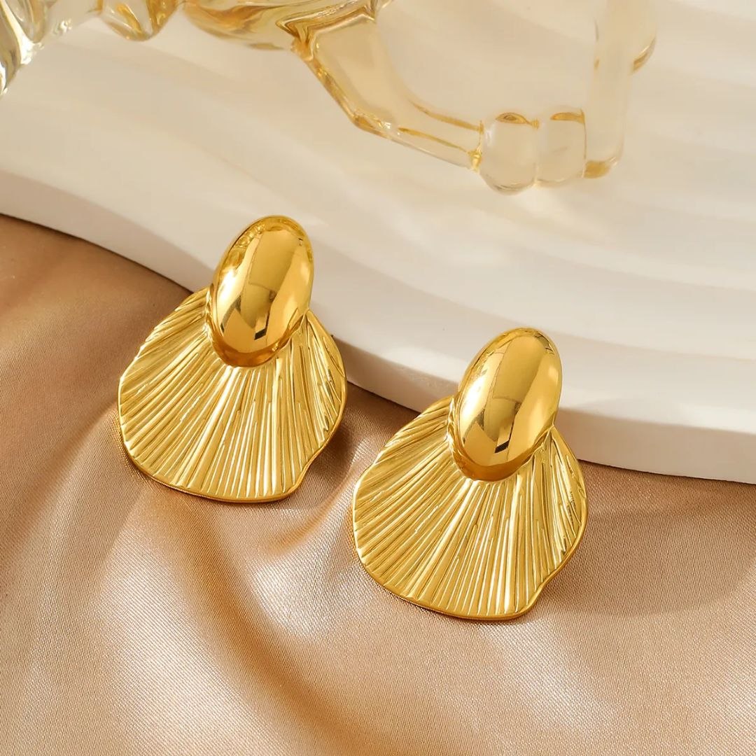 Golden Layered Shell Anti Tarnish Earrings for Women