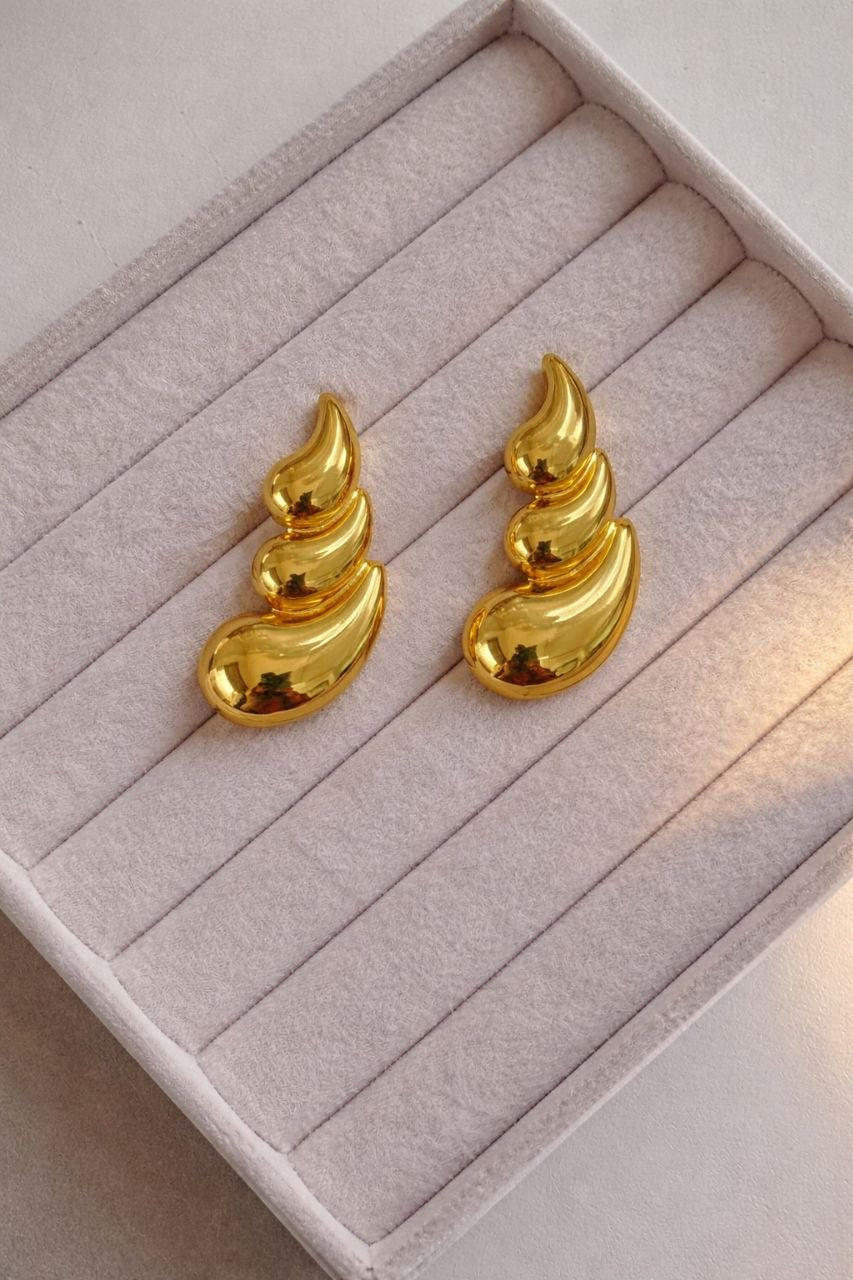 Golden Spiral Shell Anti Tarnish Earrings for Women