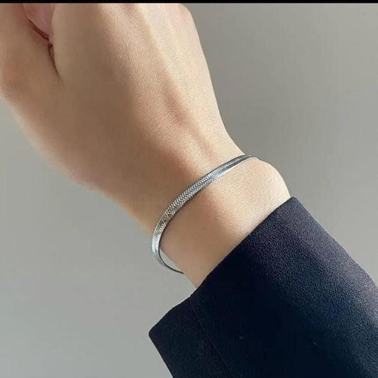 Stainless-Steel Silver Snake Chain Anklet