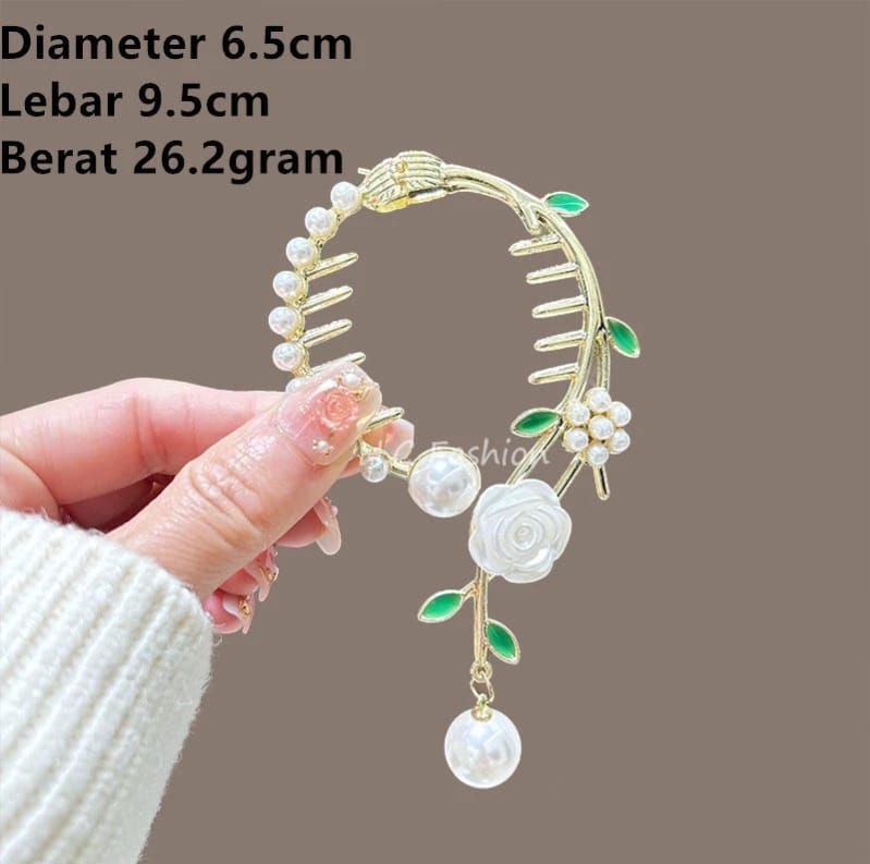 Korean Metal Pearl Floral Hair Comb Clutcher