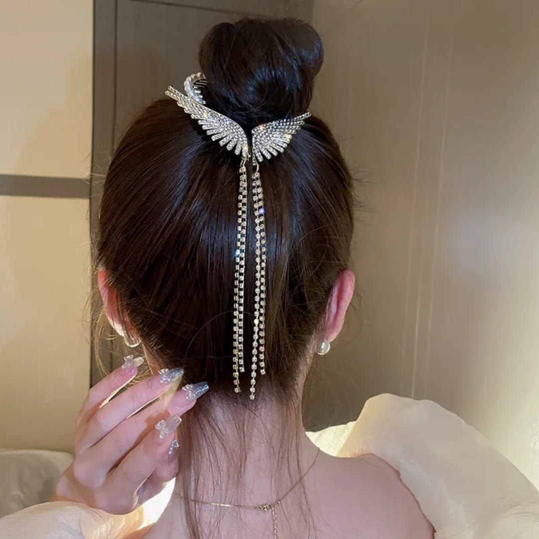 Korean Metal Angel Wing Pearl Hair Clutcher