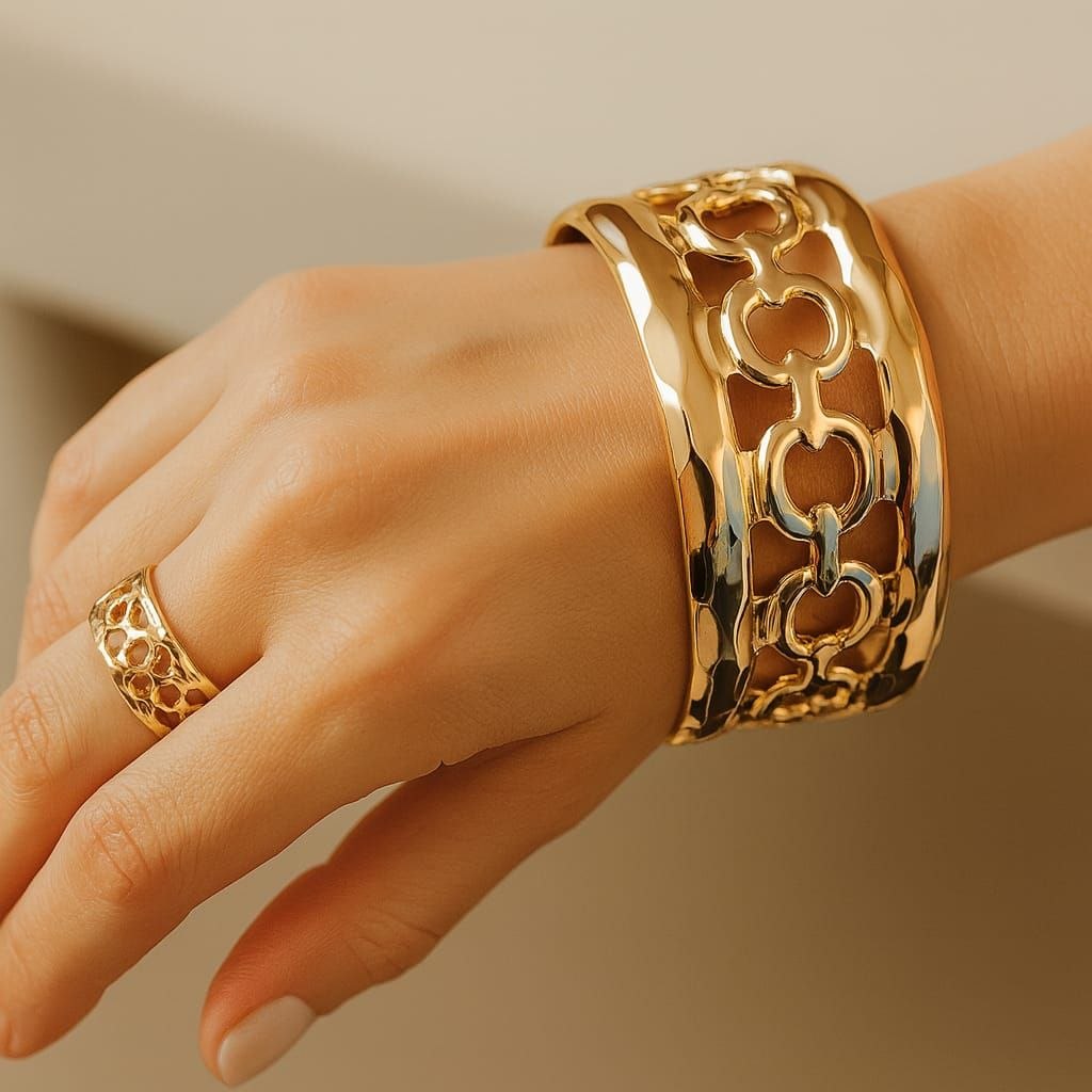 Gold Plated Chain Design Bracelet & Ring Set