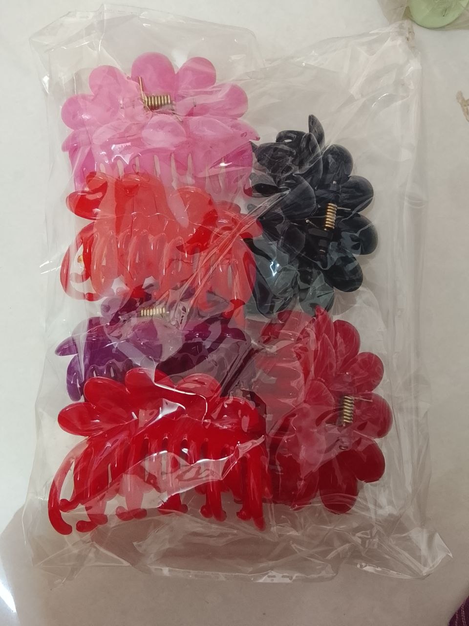 Flower Design Plastic Hair Claw Clips Set for Women & Girls (Pack Of 6)
