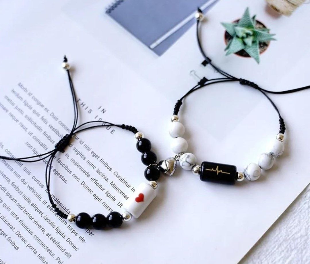 Couple Heartbeat Beaded Bracelet Set
