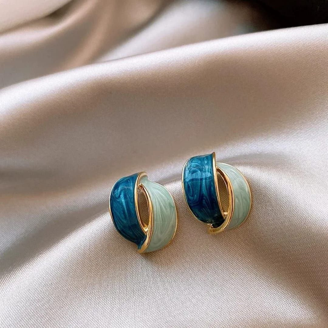 Designer color block stud earrings