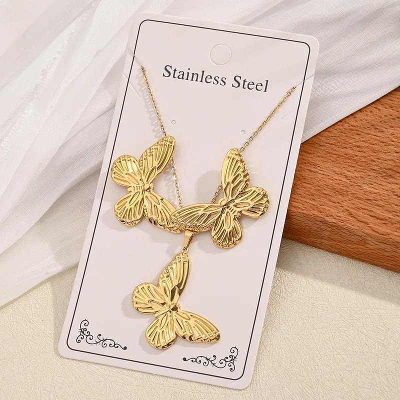 Butterfly Layered Anti Tarnish Stainless Steel Necklace