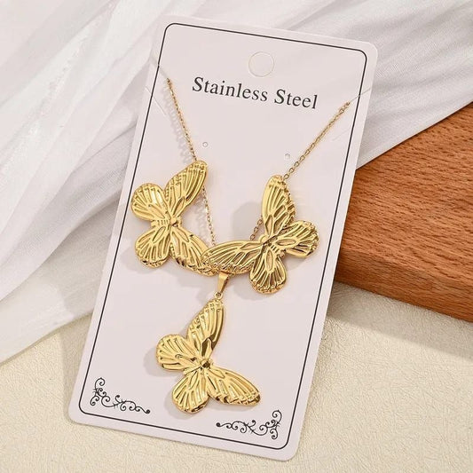 Butterfly Layered Anti Tarnish Stainless Steel Necklace