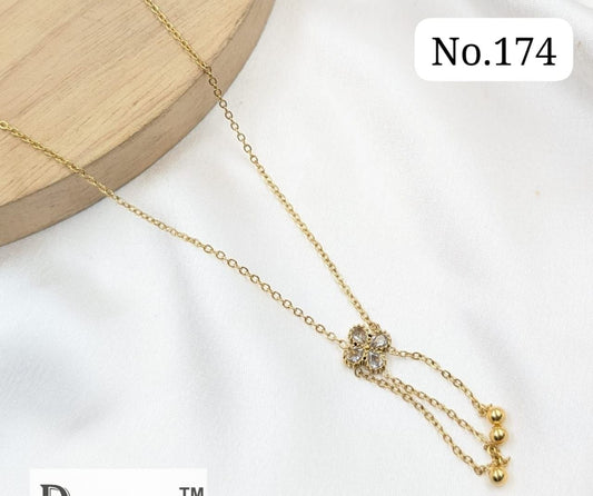 Anti Tarnish Minimal Flower Charm Drop Necklace