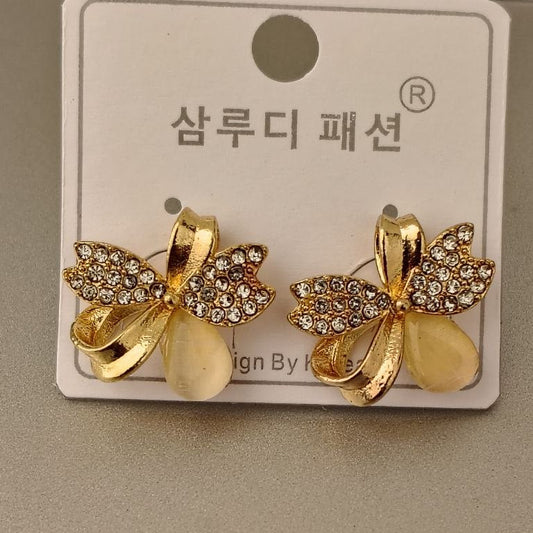 Korean Butterfly Monalisa Stone Stud Earrings for Women