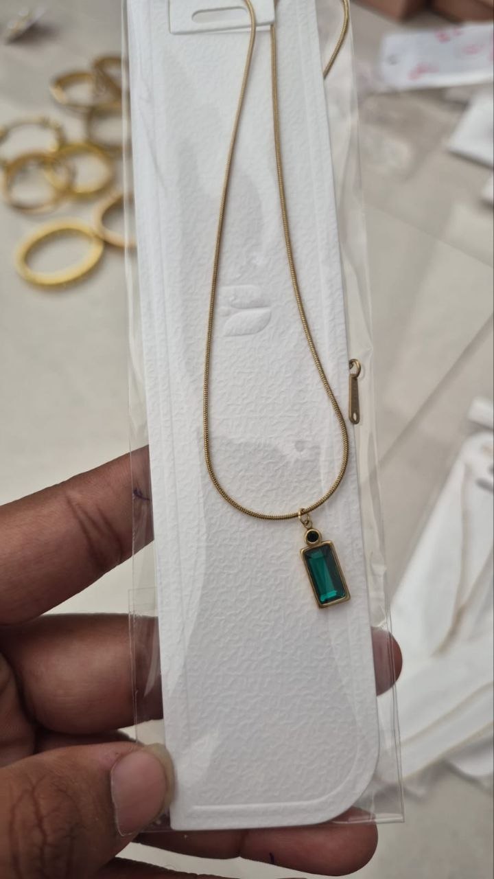 Anti-Tarnish Green Stone Gold Plated necklace for women