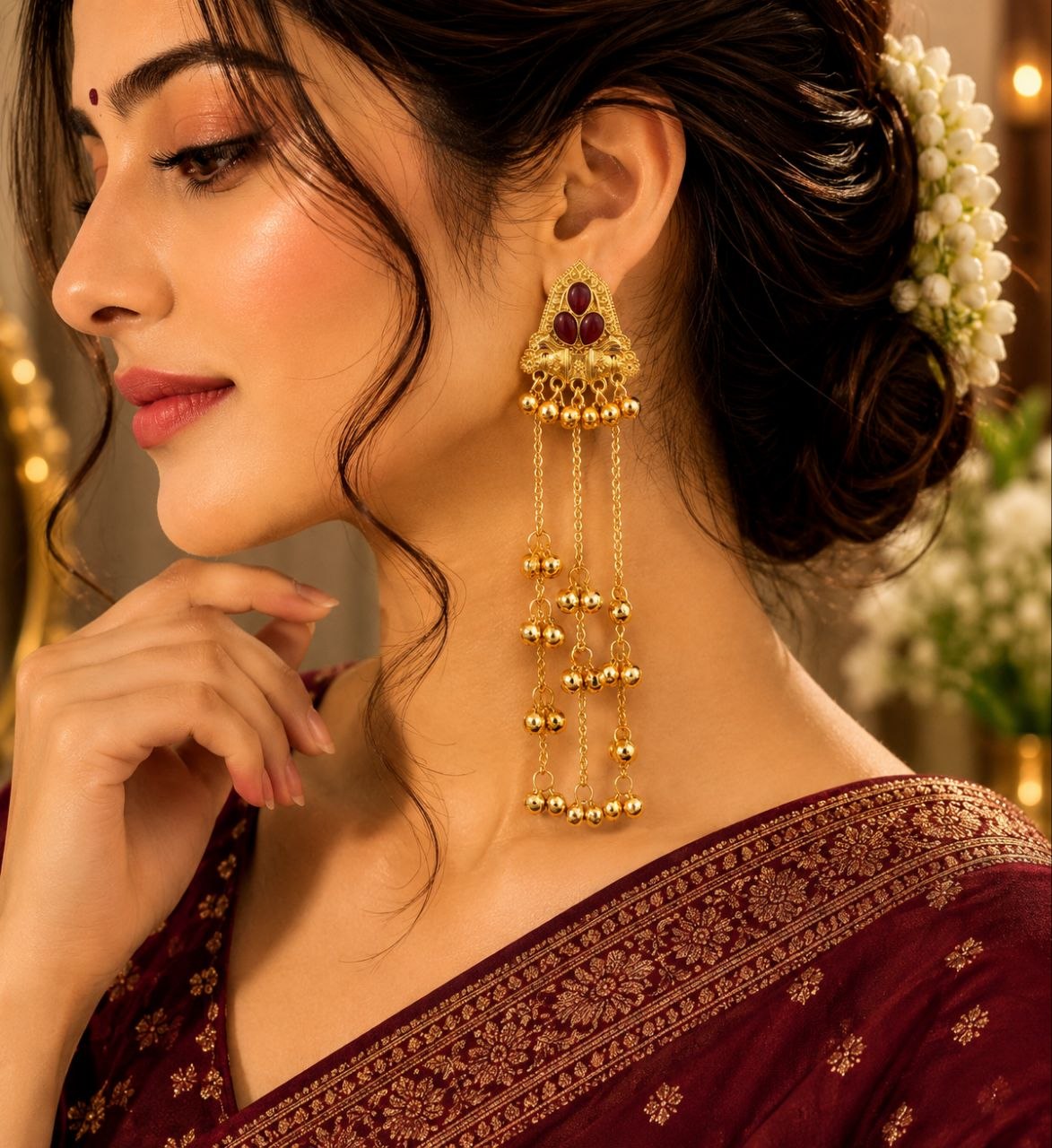 Kashmiri Traditional Ghungroo Drop Earring