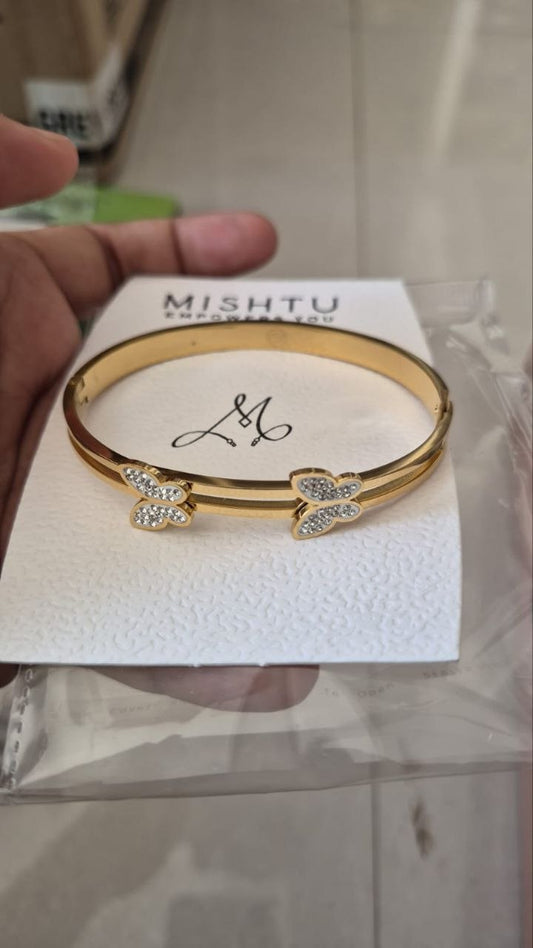 Anti Tarnish Butterfly Crystal Kada
