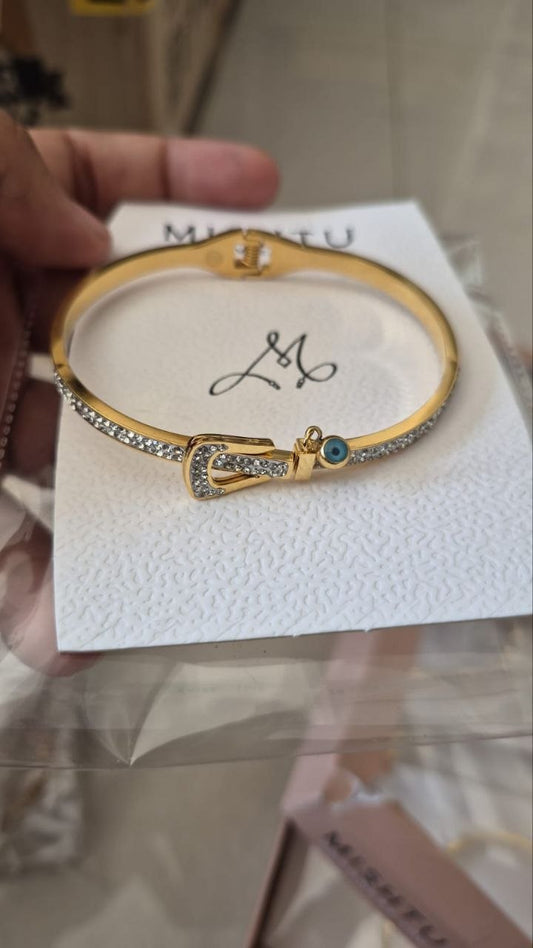 Anti Tarnish Evil Eye Crystal Kada