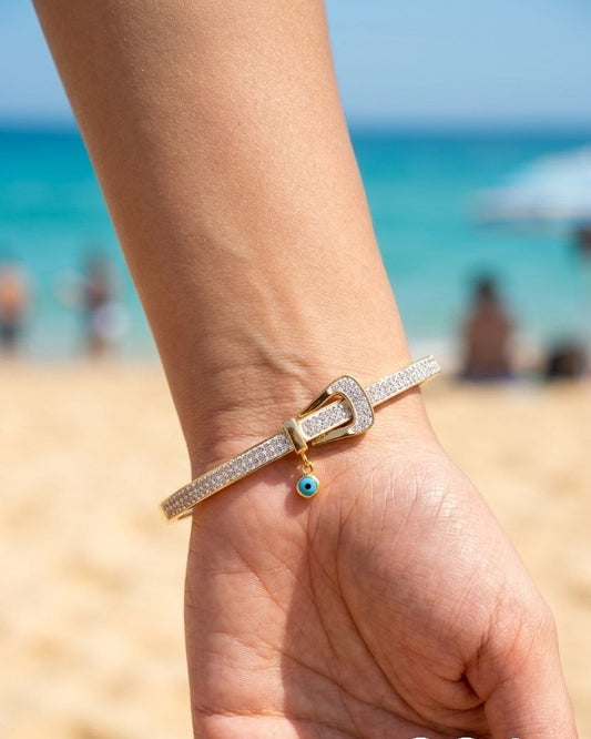 Anti Tarnish Evil Eye Crystal Kada