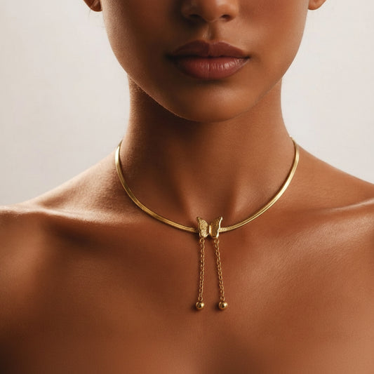 Anti Tarnish Butterfly Snake Chain Necklace