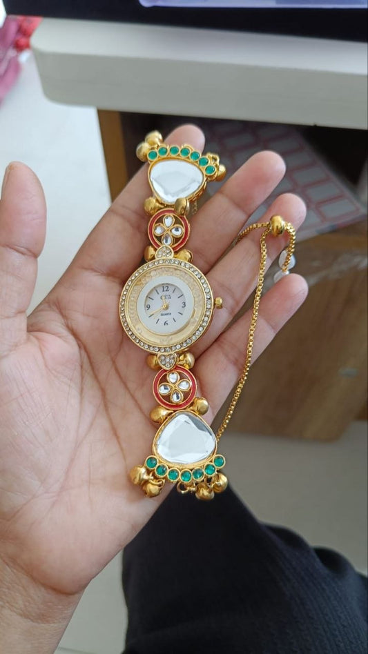Traditional Kashmiri Round Dial Watch Bracelet for Women