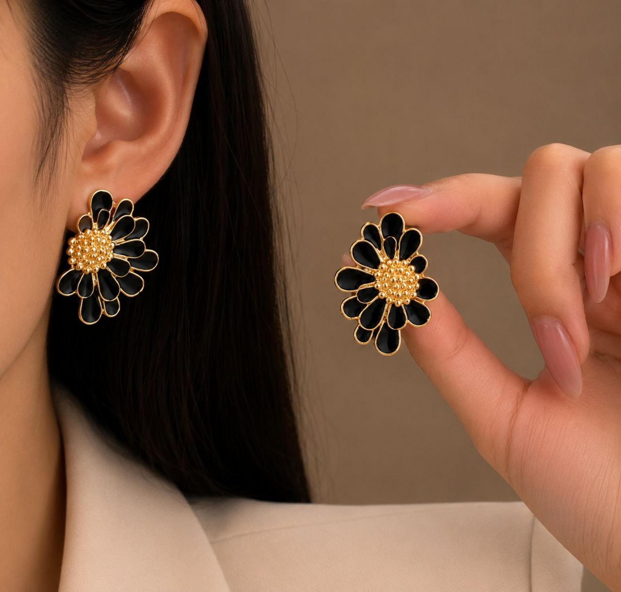 Korean Half Daisy Flower Small Earring