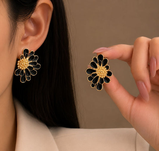 Korean Half Daisy Flower Small Earring