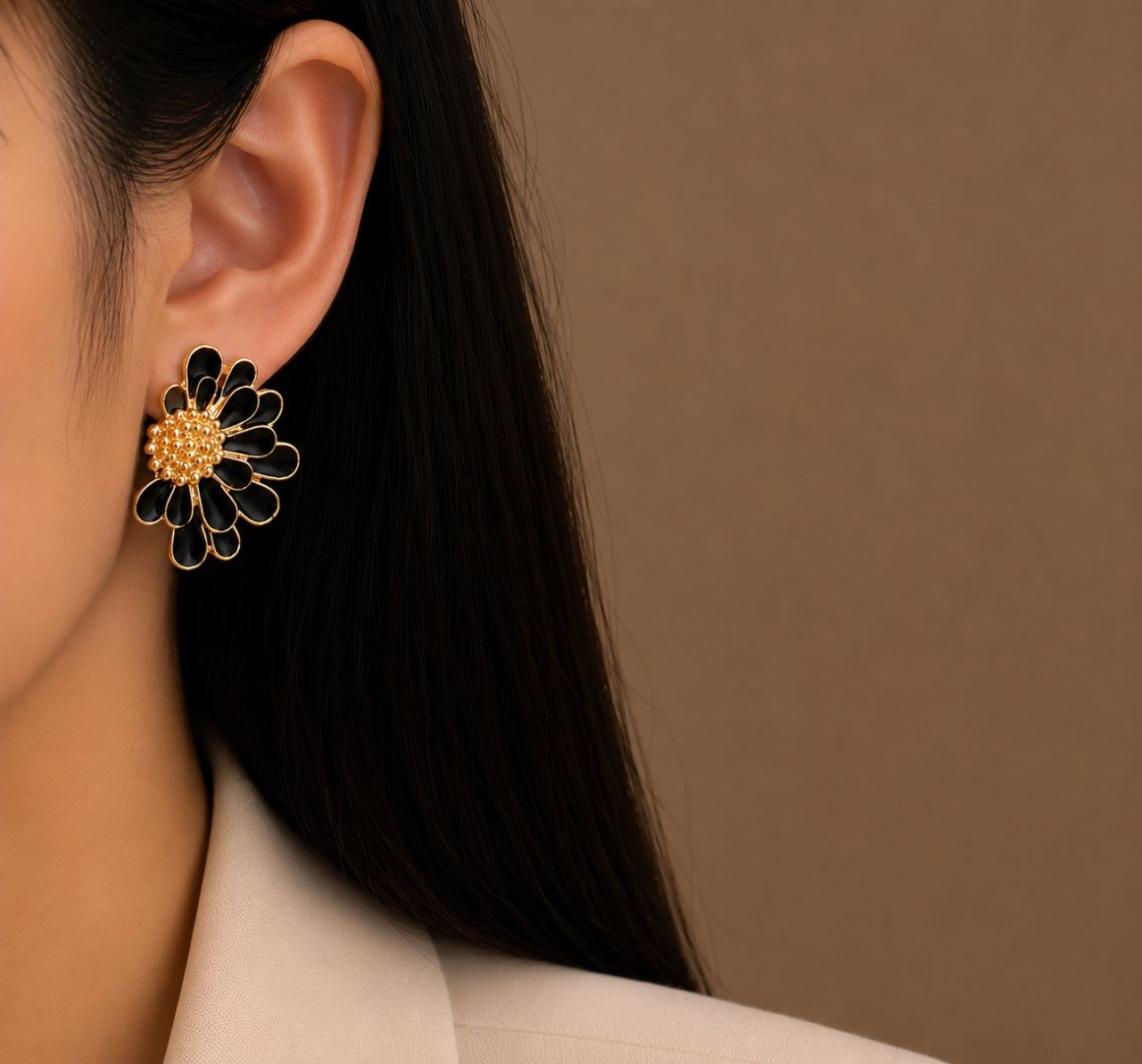 Korean Half Daisy Flower Small Earring