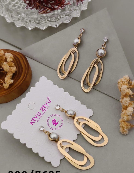 Kiyu Ziyu Elegant Double Oval Earrings