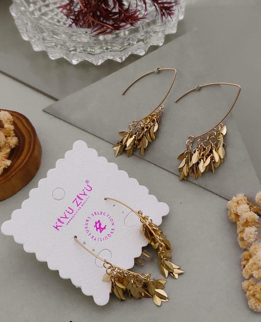 Kiyu Ziyu Korean Style Leaf Dangle Earrings