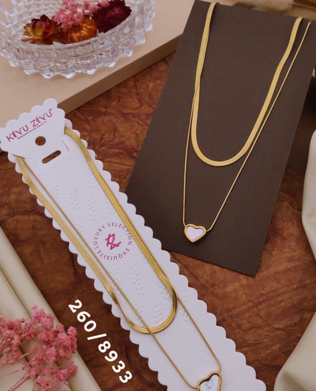 Kiyu Ziyu Double Layer Enamel Heart Necklace