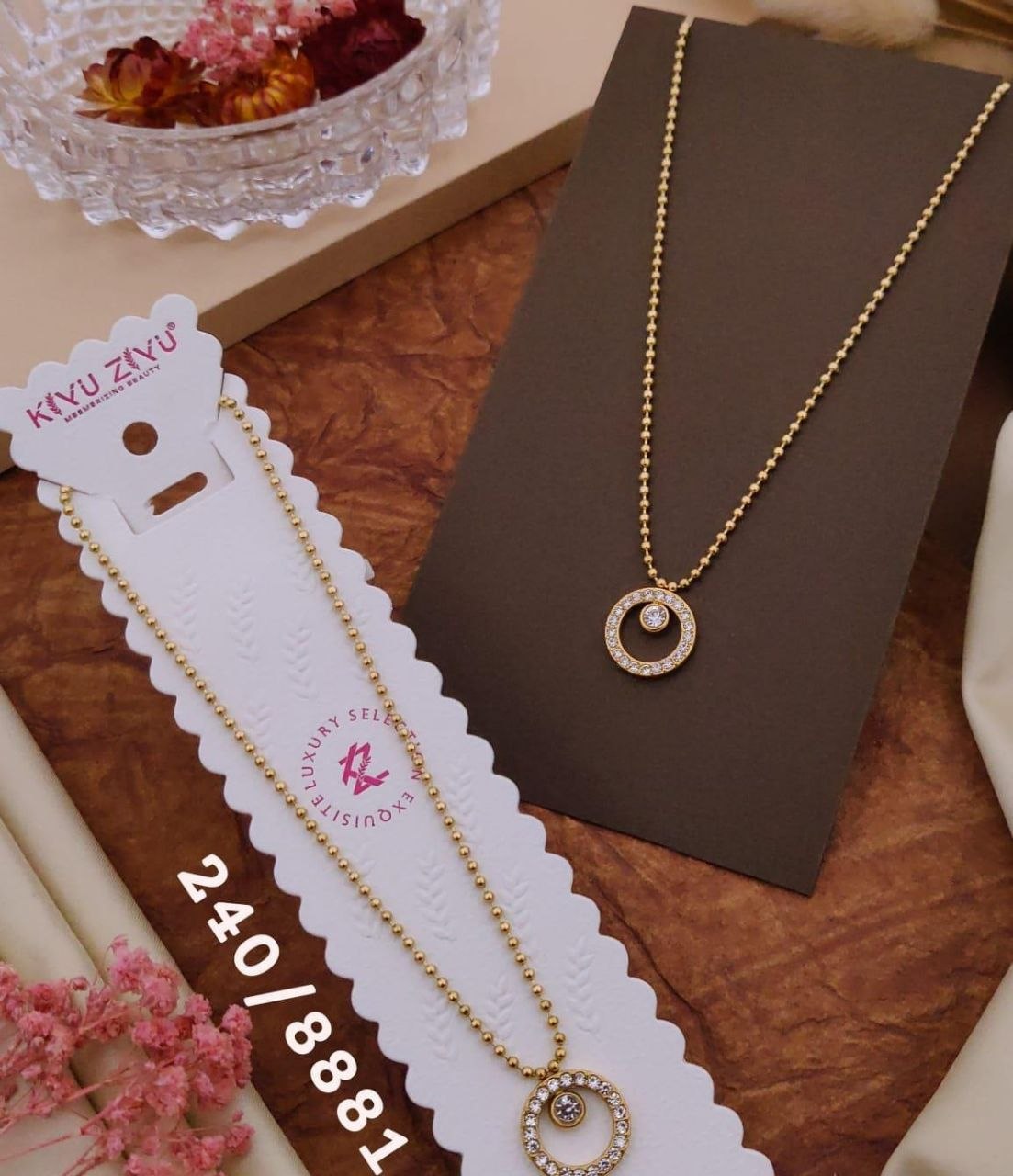Kiyu ZIyu Round Cute Dimond Drop Necklace